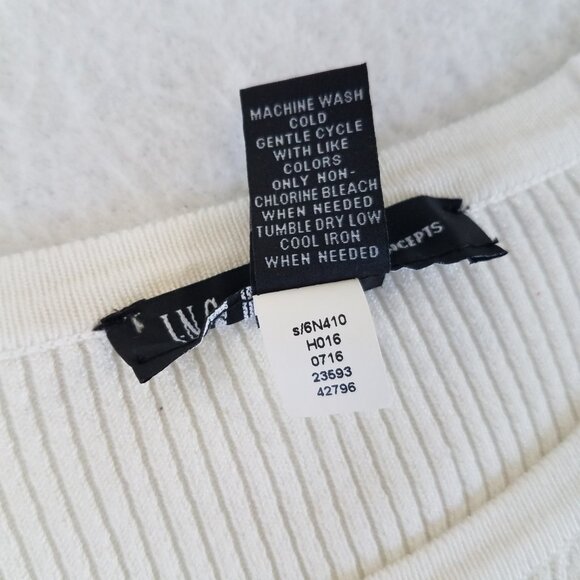 INC Ivory Ribbed Sweater Lace Up Eyelet Detail MEDIUM Long Sleeve Stretch - Picture 6 of 11